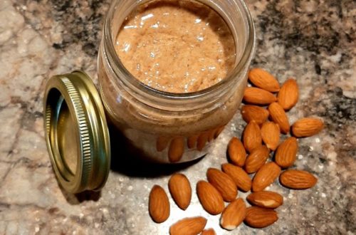 Almond Butter Jar with Almonds